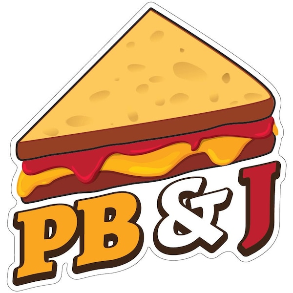 PB & J Decal Concession Stand Food Truck Sticker, 16" x 8", D-DC-16 PB & J19